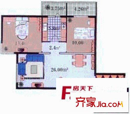 泰然居戶型圖2室2廳1衛(wèi)1廚