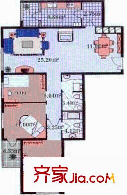 泰然居戶型圖3室2廳2衛(wèi)1廚