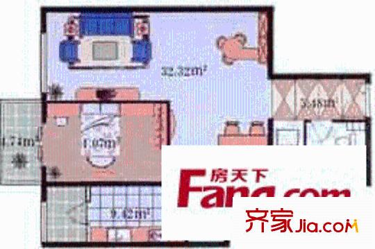 泰然居戶型圖1室2廳1衛(wèi)1廚