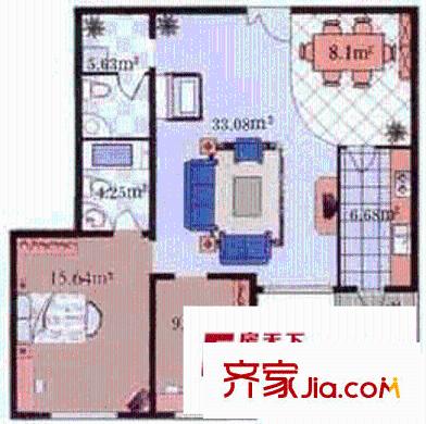 泰然居戶型圖2室2廳2衛(wèi)1廚