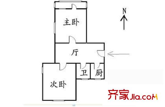 金庄小区户型图户型图 2室1厅1卫1厨