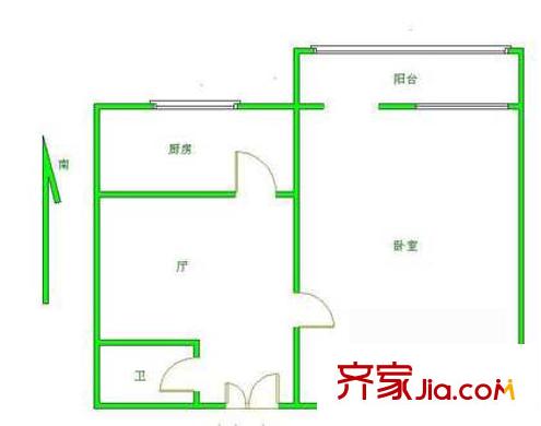 马甸南路2号院户型图户型图 1室1厅1卫1厨