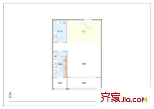 观林园 1室 户型图