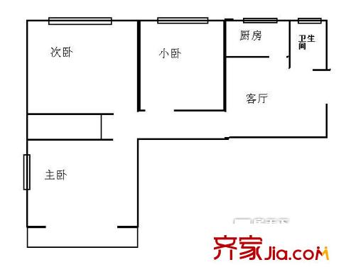 南方庄小区户型图3室户型图 3室1厅1卫1厨