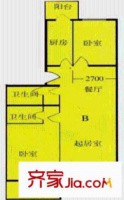 清缘里小区户型图户型图 2室2厅2卫1厨