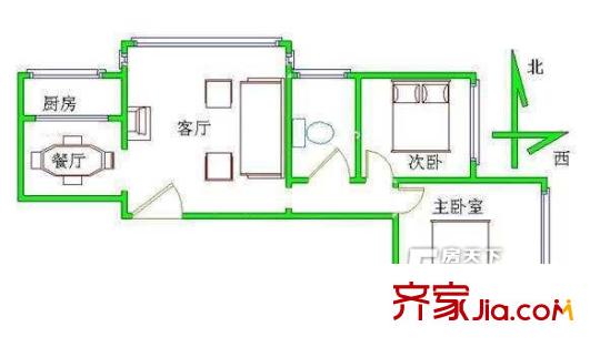 方庄南路56号户型图户型图 2室2厅1卫1厨
