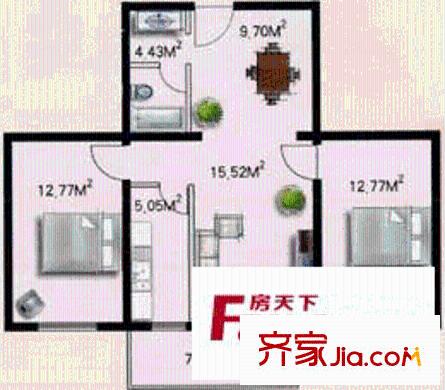海清园户型图户型图 2室2厅1卫1厨