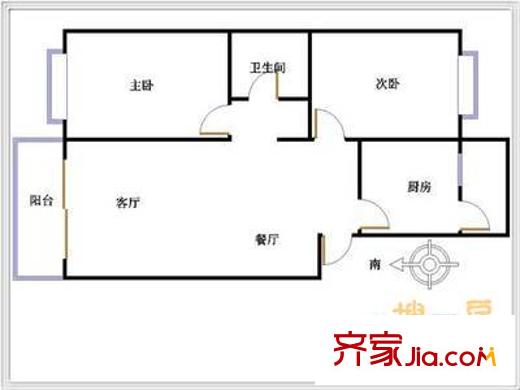 石园南区户型图2室 户型图 2室2厅1卫1厨