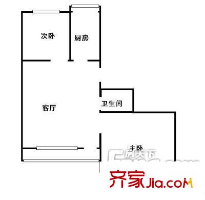 毛纺厂西小区户型图户型图 1室1厅2卫1厨