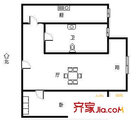 毛纺厂西小区户型图户型图 1室1厅1卫1厨
