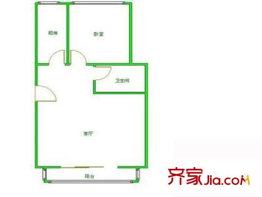 毛纺厂西小区户型图户型图 1室1厅1卫1厨