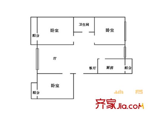 人民日报社家属区 3室 户型图