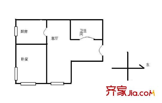 王庄路15号院户型图户型图 1室2厅1卫1厨
