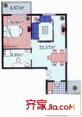 泰然居戶型圖1室2廳1衛(wèi)1廚