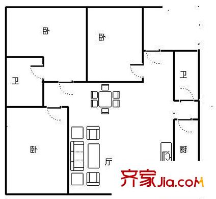 名苑雅居户型图户型图 3室1厅2卫1厨