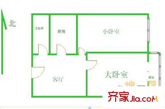 交大东路50号院户型图户型图 2室1厅1卫1厨