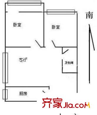 世纪龙都国际公寓户型图户型图 2室1厅1卫1厨