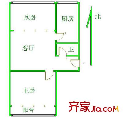 安立花园户型图户型图 2室1厅1卫1厨