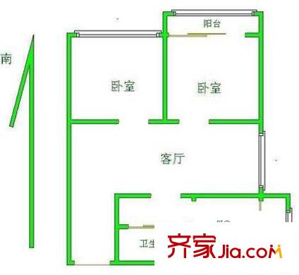 马家堡33号院户型图户型图 2室1厅1卫1厨
