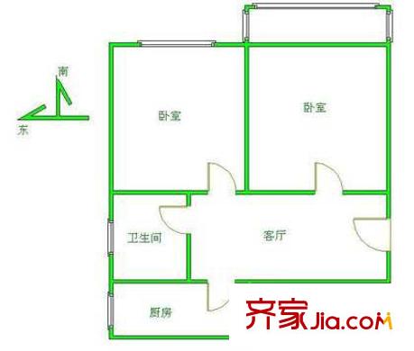 马家堡33号院户型图户型图 2室1厅1卫1厨