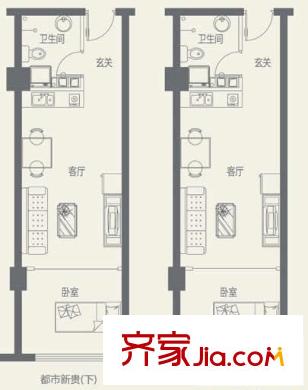 零点特区户型图A户型都市新贵 2室2厅2卫2厨