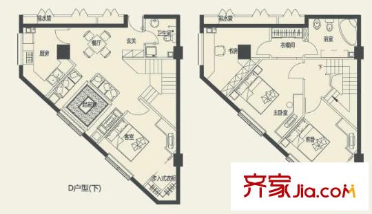 零点特区户型图D户型 4室2厅2卫1厨