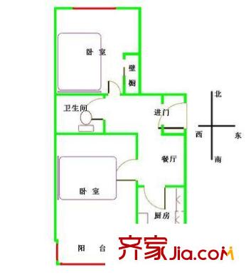 蒲黄榆二里户型图户型图 2室1厅1卫1厨