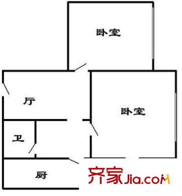 顺四条37号院户型图户型图 2室1厅1卫1厨