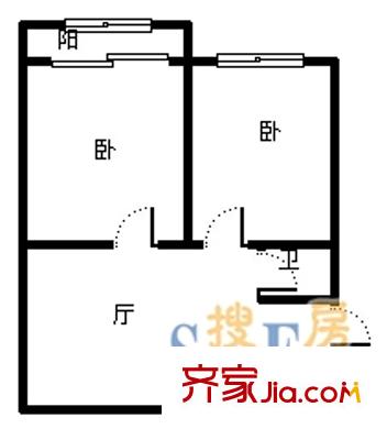 三间房南里 2室 户型图