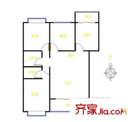 玉桥东路30号院户型图户型图3 3室1厅2卫1厨