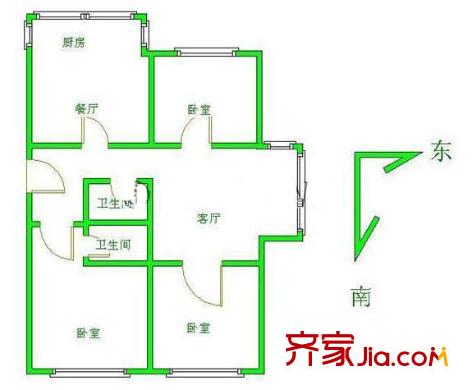 王庄路15号院户型图户型图 3室2厅2卫1厨