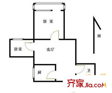 交大东路50号院户型图户型图 2室1厅1卫1厨
