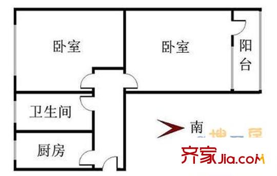 牛王庙小区 2室 户型图