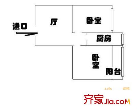 中日樱花园户型图户型图 2室1厅1卫1厨