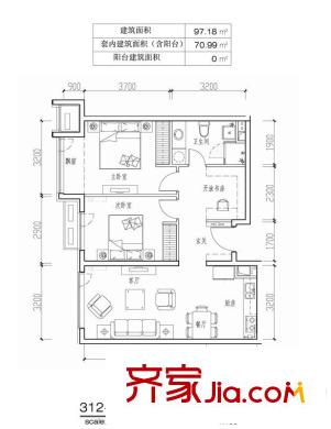 大西洋新城G区户型图户型图 2室2厅1卫1厨