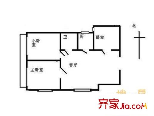 安立花园户型图户型图 3室1厅1卫1厨