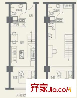 零点特区户型图C户型天伦之乐 2室2厅2卫1厨
