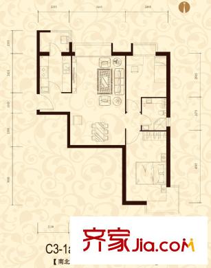 北京城建筑华年户型图5号楼C3-1a、C2-4户型 2室2厅1卫1厨