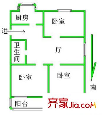 空间物理所小区 3室 户型图