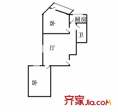 顺四条37号院户型图户型图 2室1厅1卫1厨