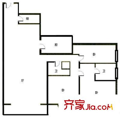 北洼路42号院户型图户型图 3室1厅2卫1厨