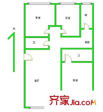 山水文园三期户型图户型图 3室1厅2卫1厨