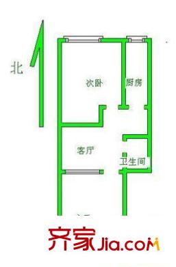 三里屯北小街户型图户型图 2室1厅1卫1厨