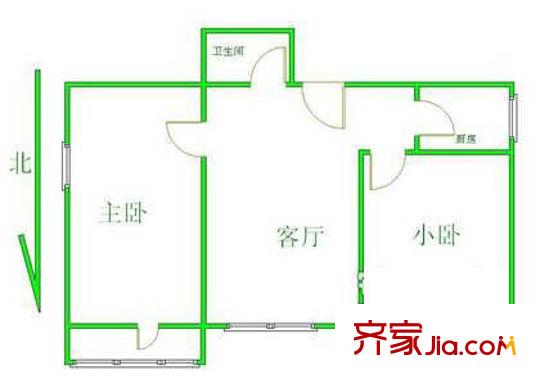 中日樱花园户型图户型图 2室1厅1卫1厨