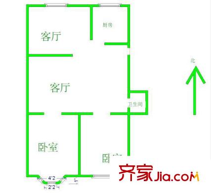 中日樱花园户型图户型图 2室2厅1卫1厨