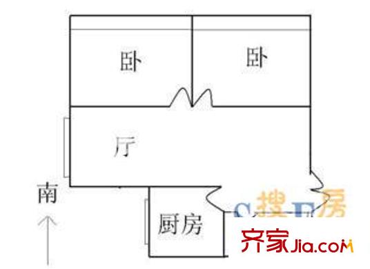 百萬莊中里 2室 戶型圖