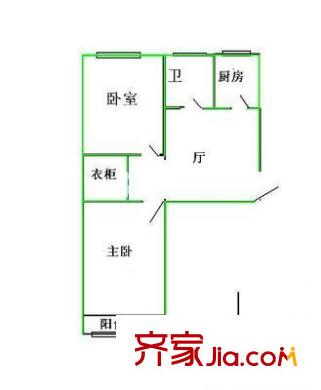 百萬莊中里戶型圖戶型圖 2室1廳1衛(wèi)1廚