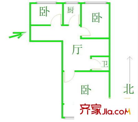 百萬莊中里戶型圖戶型圖 3室1廳1衛(wèi)1廚