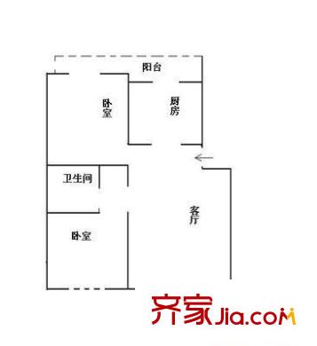 群芳二园户型图户型图 2室1厅1卫1厨