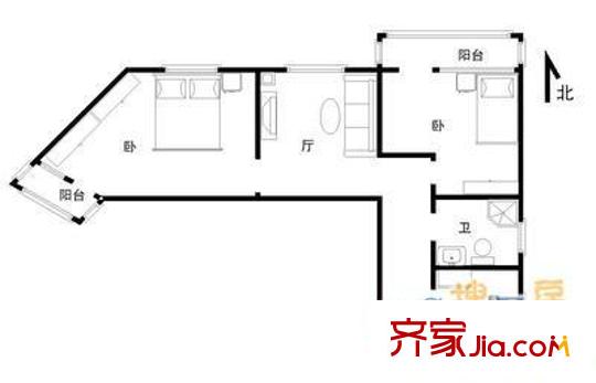 金都苑户型图户型图 2室1厅1卫1厨
